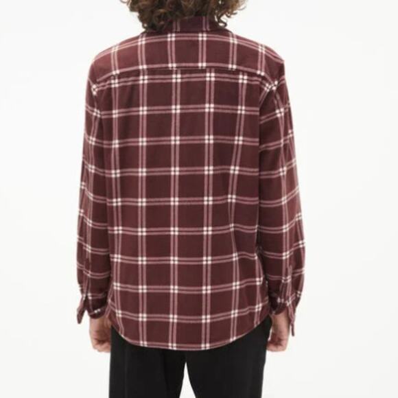 Aeropastale Men Button Front Shirt Long Sleeve Plaid Microfleece -XL -Wine -EUC - Picture 3 of 8